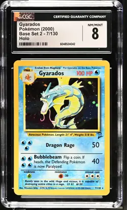 Pokemon Base Set 2 GYARADOS Holo CGC 8 (4042) Graded Power - Image 1