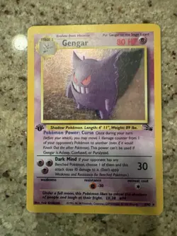 Pokemon TCG Gengar Fossil Holo Card 5/62 1st Edition LP - Image 1