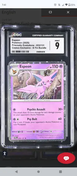 Pokemon Cosmos Prismatic Evolutions Costco Complete Eevee Set Lot 8x CGC 9 MINT - Image 2