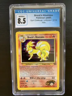Pokemon Brock's Ninetales Gym Challenge 2000 Holo 3/132 CGC 8.5 (like PSA 9) - Image 1