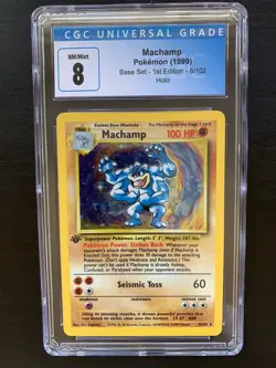 Pokemon Machamp Base Set 1st (FIRST) EDITION 1999 Holo #8 CGC 8 (like PSA 8.5) - Image 1
