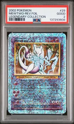2002 POKEMON LEGENDARY COLLECTION #29 MEWTWO-REVERSE FOIL PSA 2 - Image 1