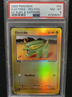 2003 Pokemon Ruby & Sapphire Electrike Reverse Foil 52/109 PSA 8 NM-MT - Image 1