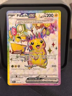Pokemon Surging Sparks Pikachu ex #219/191 Tera Holo Ultra Rare English - Image 1