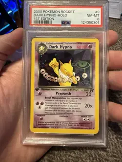 2000 POKEMON ROCKET 1ST EDITION #9 DARK HYPNO-HOLO PSA 8 W Swirl - Image 1