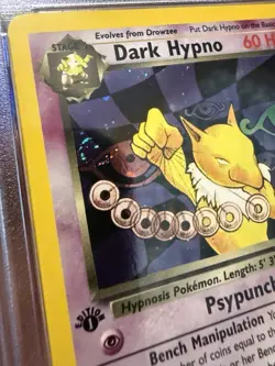 2000 POKEMON ROCKET 1ST EDITION #9 DARK HYPNO-HOLO PSA 8 W Swirl - Image 2