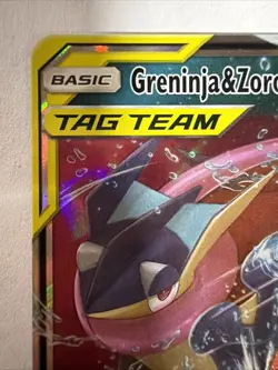 ULTRA RARE Greninja & Zoroark GX Tag Team 107/214 Pokemon SM Unbroken Bonds - LP - Image 2
