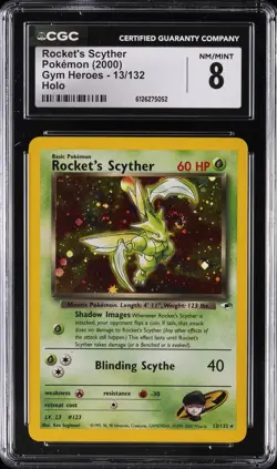 2000 POKEMON GYM HEROES HOLO #13/132 ROCKET'S SCYTHER CGC 8 - Image 1