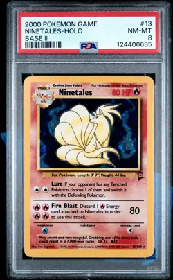 2000 POKEMON GAME BASE II #13 NINETALES-HOLO PSA 8 - Image 1