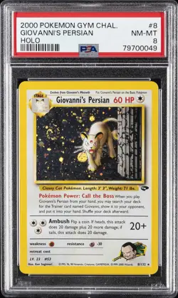 2000 POKEMON GYM CHALLENGE HOLO #8 GIOVANNI'S PERSIAN PSA 8 - Image 1