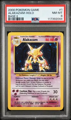 2000 POKEMON BASE SET 2 #1 ALAKAZAM-HOLO PSA 8 - Image 1