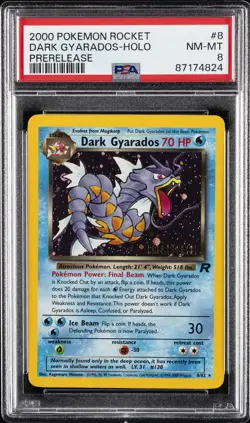2000 POKEMON ROCKET PRERELEASE #8 DARK GYARADOS-HOLO PSA 8 - Image 1