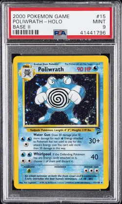 2000 POKEMON GAME BASE II #15 POLIWRATH-HOLO PSA 9 - Image 1
