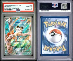 Pokemon TCG Meowth Illustration Rare 106/094 Phantasmal Flames PSA 10 - Image 1