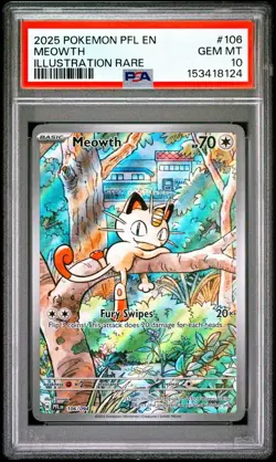 Pokemon TCG Meowth Illustration Rare 106/094 Phantasmal Flames PSA 10 - Image 2