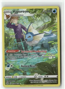 2022 Pokemon Brilliant Stars Trainer Gallery Vaporeon TG02/TG30 Full Art Holo - Image 1