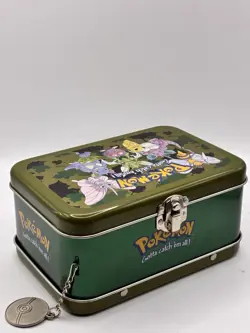 Vtg Pokemon "Gotta Catch 'Em All!" Metal Tin Box w/Charm Scyther, Butterfree - Image 2