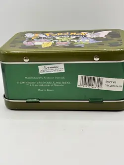 Vtg Pokemon "Gotta Catch 'Em All!" Metal Tin Box w/Charm Scyther, Butterfree - Image 4