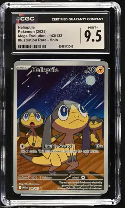 Helioptile 143/132 Illustration Rare Holo Mega Evolution Pokemon CGC 9.5 Mint+ - Image 1