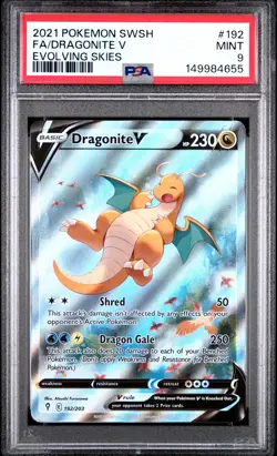 2021 Pokemon Sword & Shield Evolving Skies 192 Dragonite V PSA 9 149984655 - Image 1