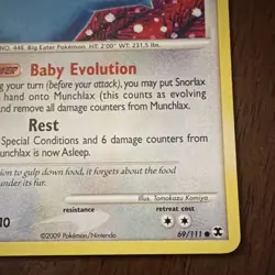 Pokemon Munchlax TCG Rising Rivals 69/111 Regular Common Basic 70 HP 2009 - Image 5