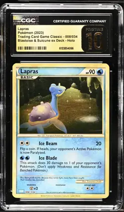 Pokemon Lapras Trading Card Game Classic Holo Rare CGC Pristine 10 008/034 2023 - Image 1