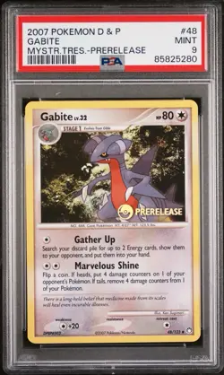 LOW POP PSA 9 prerelease Gabite Mysterious Treasures #48 2007 Pokemon English pr - Image 1