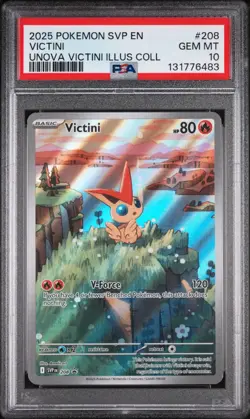 2025 POKEMON SVP EN-SV BLACK STAR PROMO #208 VICTINI UNOVA ILLUS COLL PSA 10 - Image 1