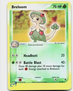 Breloom 16/109 Rare Ruby & Sapphire Pokemon Reverse Holo Moderately Played - Image 1