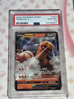 2020 POKEMON SWSH TORKOAL V #024 GEM MINT 10 - Image 1