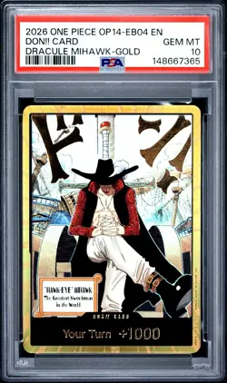 2026 ONE PIECE THE AZURE SEA'S SEVEN DRACULE MIHAWK-GOLD DON!! CARD PSA 10 - Image 1
