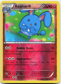 Azumarill 103/160 Rare Primal Clash Pokemon Reverse Holo Near Mint - Image 1