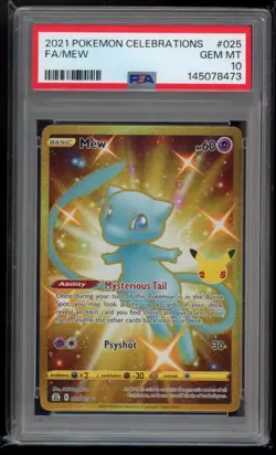2021 Pokemon Celebrations Mew #025 PSA 10 Full Art - Image 1