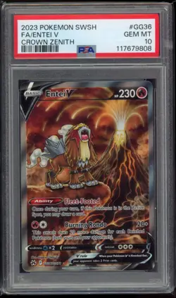 2023 Pokemon Crown Zenith Entei V GG36 PSA 10 Full Art - Image 1