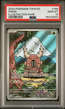 2024 POKEMON TWM EN-TWILIGHT MASQUERADE ILLUSTRATION RARE #168 PINSIR PSA 10 - Image 1