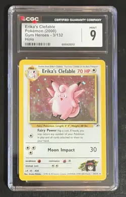 2000 Erika's Clefable Pokemon Gym Heroes Holo CGC MINT 9 - Image 1