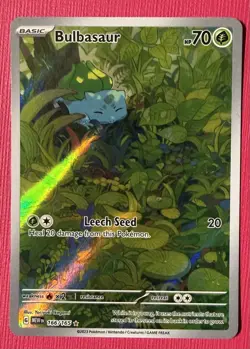 Pokemon TCG Bulbasaur Holo 166/165 Scarlet & Violet 151 Illustration Rare NM - Image 1