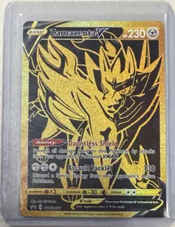 2020 Pokemon Sword & Shield ZAMAZENTA V Gold Full Art Black Star Promo #SWSH077 - Image 1