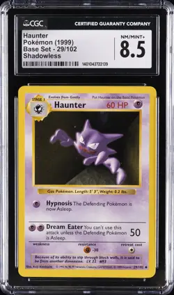 1999 POKEMON BASE SET SHADOWLESS #29/102 HAUNTER CGC 8.5 - Image 1