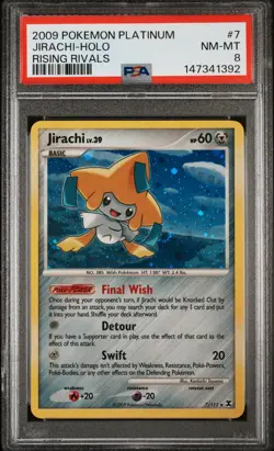 2009 POKEMON PLATINUM RISING RIVALS #7 JIRACHI-HOLO PSA 8 - Image 1