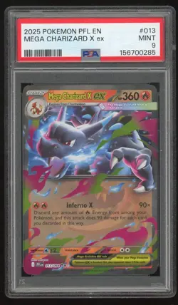 2025 Pokemon Phantasmal Flames Mega Charizard #013 Graded PSA 9 - Image 1