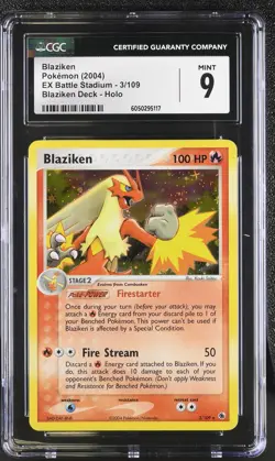 CGC 9 MINT Blaziken 2004 EX Battle Stadium 3/109 Holo Pokemon Card - Image 1