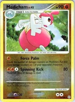 Pokemon TCG Medicham Lv.42 Diamond & Pearl 32/130 Reverse Holo Rare Card MP-LP - Image 1