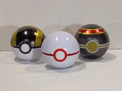 Pokemon TCG Pokeball Tins Set Of 3 No Cards Tins Only See Pictures For Wear #E12 - Image 1