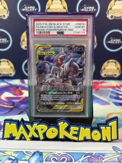 Pokemon Card Mewtwo & Mew Gx Sm191 Power Partnership Tins PSA 10 Alt - Image 1