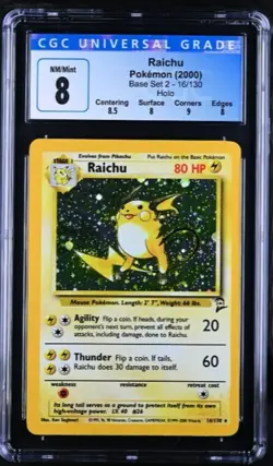 Raichu Base Set 2 #16/130 Holo Rare Pokemon Card CGC Graded 8 MINT! ⚡⚡ - Image 1
