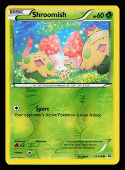 Shroomish 15/160 Reverse Holo Common Primal Clash Pokemon Card - Image 1