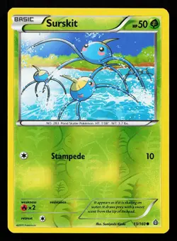 Surskit 13/160 Reverse Holo Common Primal Clash Pokemon Card - Image 1