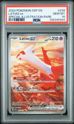 2024 POKEMON SSP EN-SURGING SPARKS SPECIAL ILLUSTRATION RARE LATIAS EX PSA 10 - Image 1