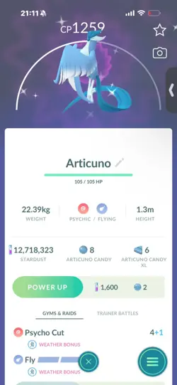 Pokemon Go Shiny Legendary Galerian Articuno - Image 1